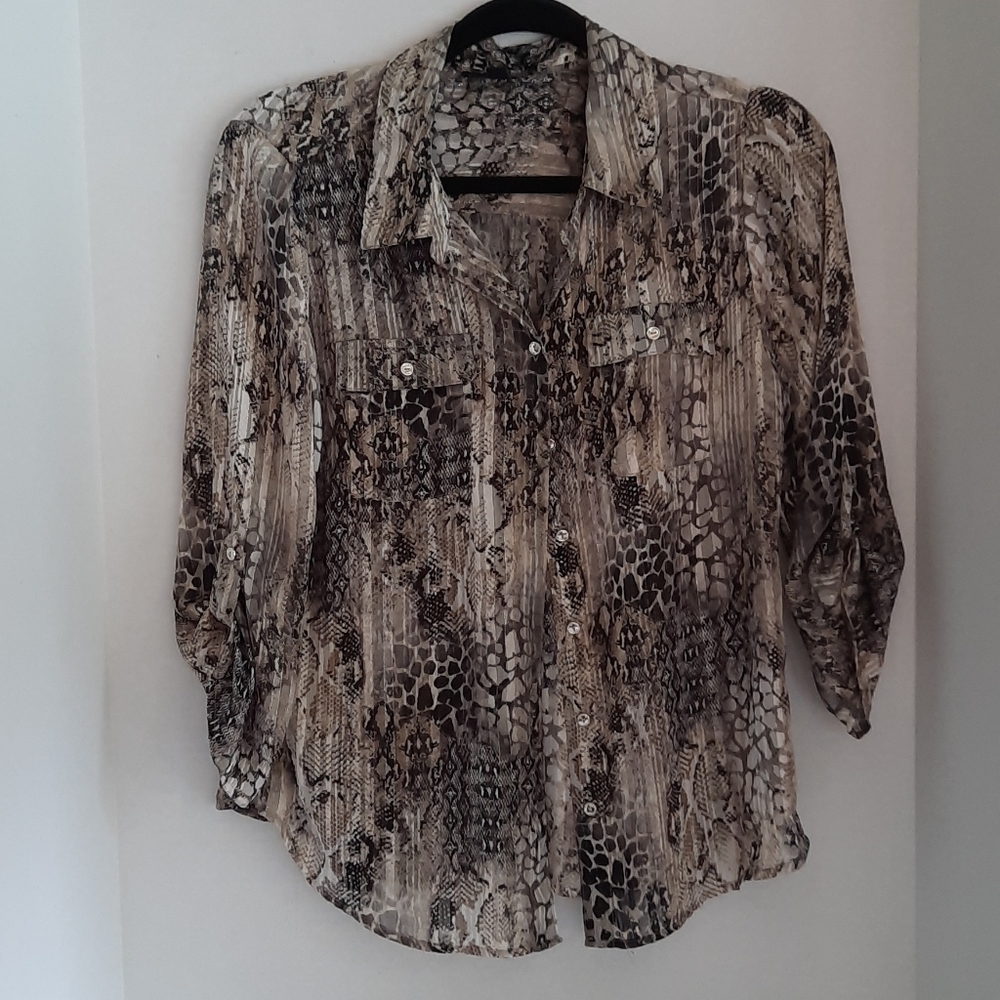 Sara Michelle Sparkly Sheer Blouse Sz PM - Picture 1 of 8